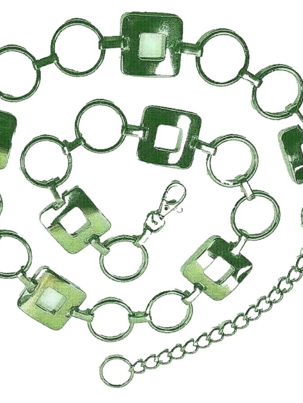 Belly Belt, Geometric Chain Link Silver Tone Women's Size up to 43 in - Picture 3 of 6